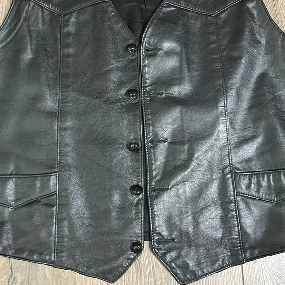 Ruddock Vintage Black Leather Western‎ Cowboy Vest Size 42